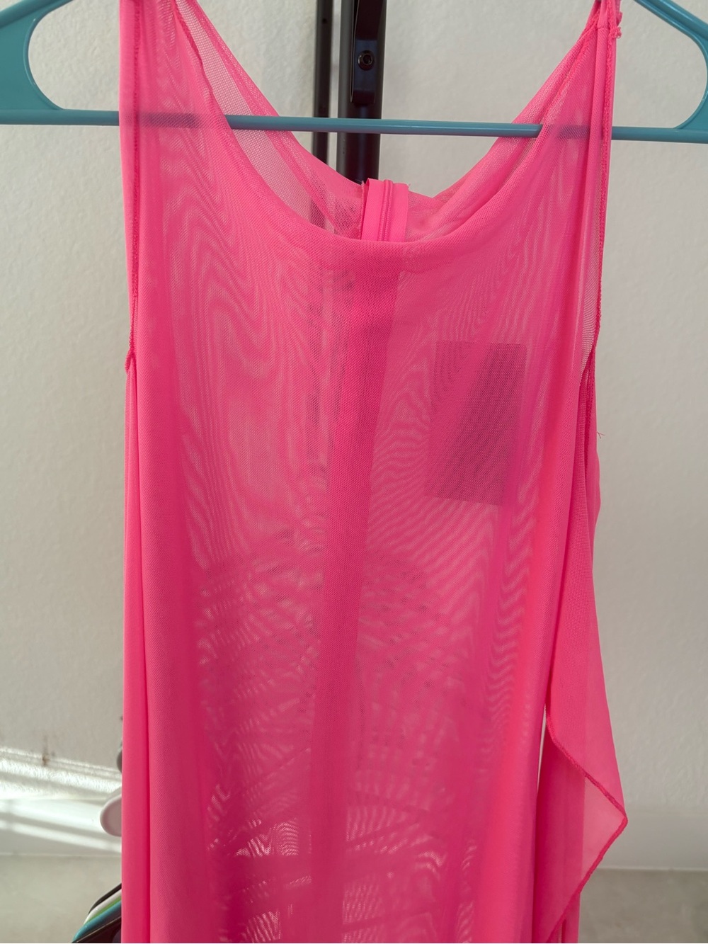 Fashion Nova Hot Pink Sheer Mesh Swim Coverup